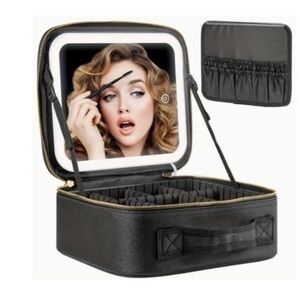 LED Light Mirror Rechargeable Makeup Organizer with Mirror